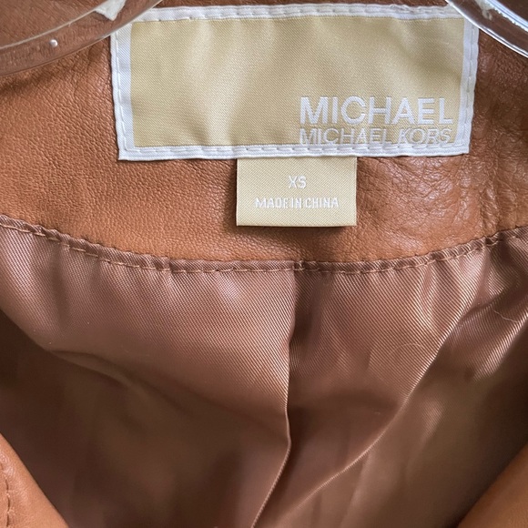 Michael Kors moto style leather jacket. Camel colour. Extra small - Picture 4 of 7